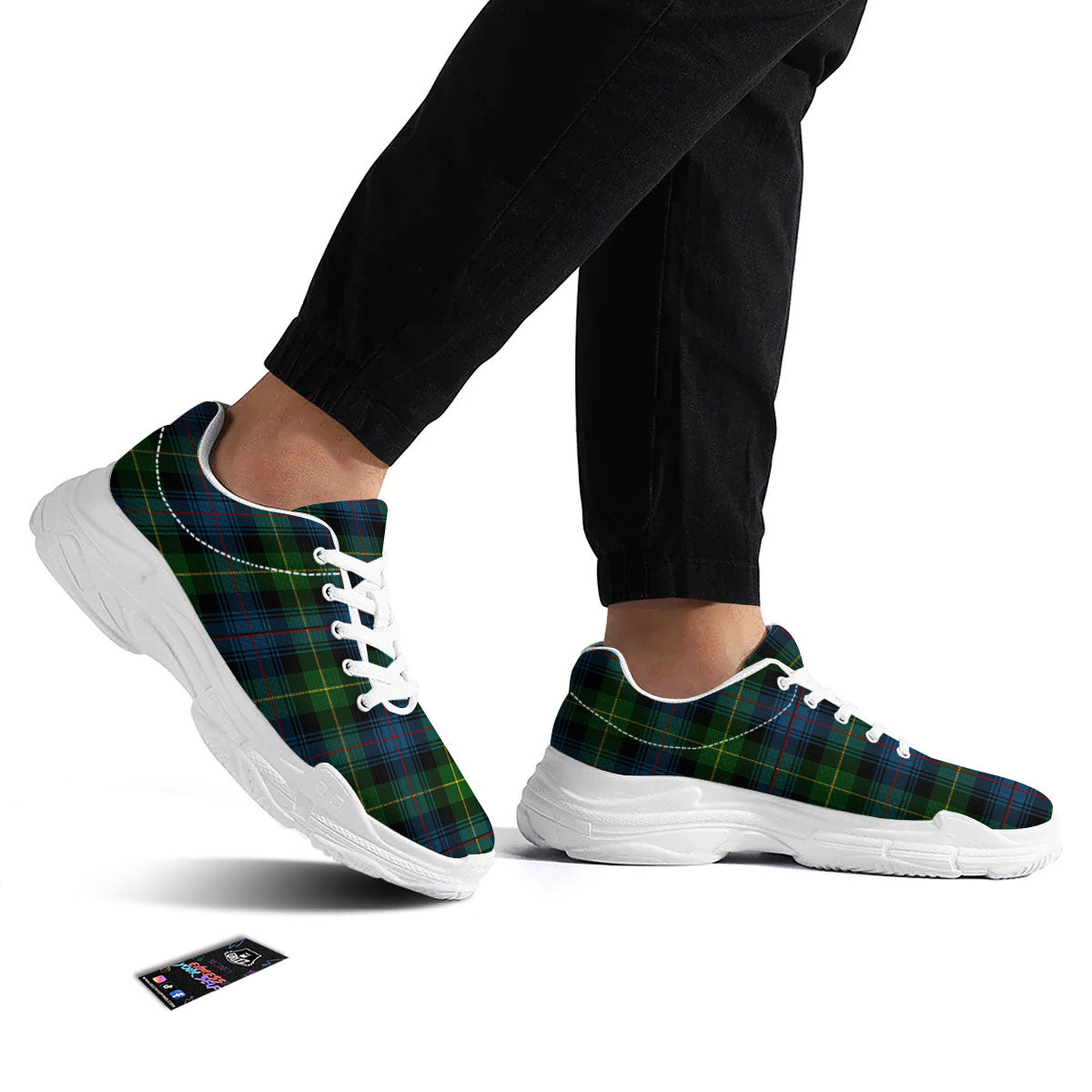 Plaid Scottish Knitted Print White Chunky Shoes-grizzshop