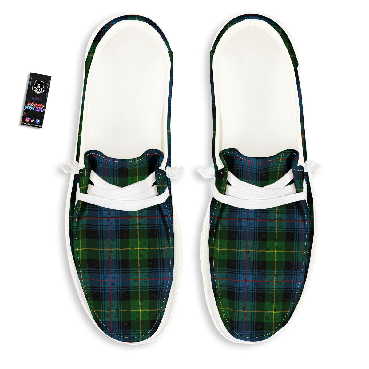 Plaid Scottish Knitted Print White Loafers-grizzshop