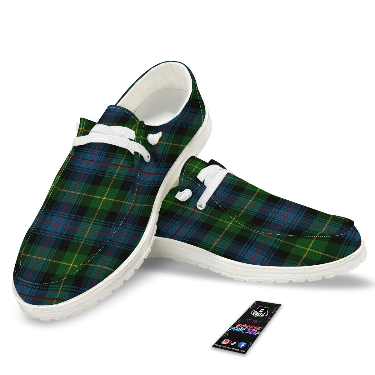 Plaid Scottish Knitted Print White Loafers-grizzshop