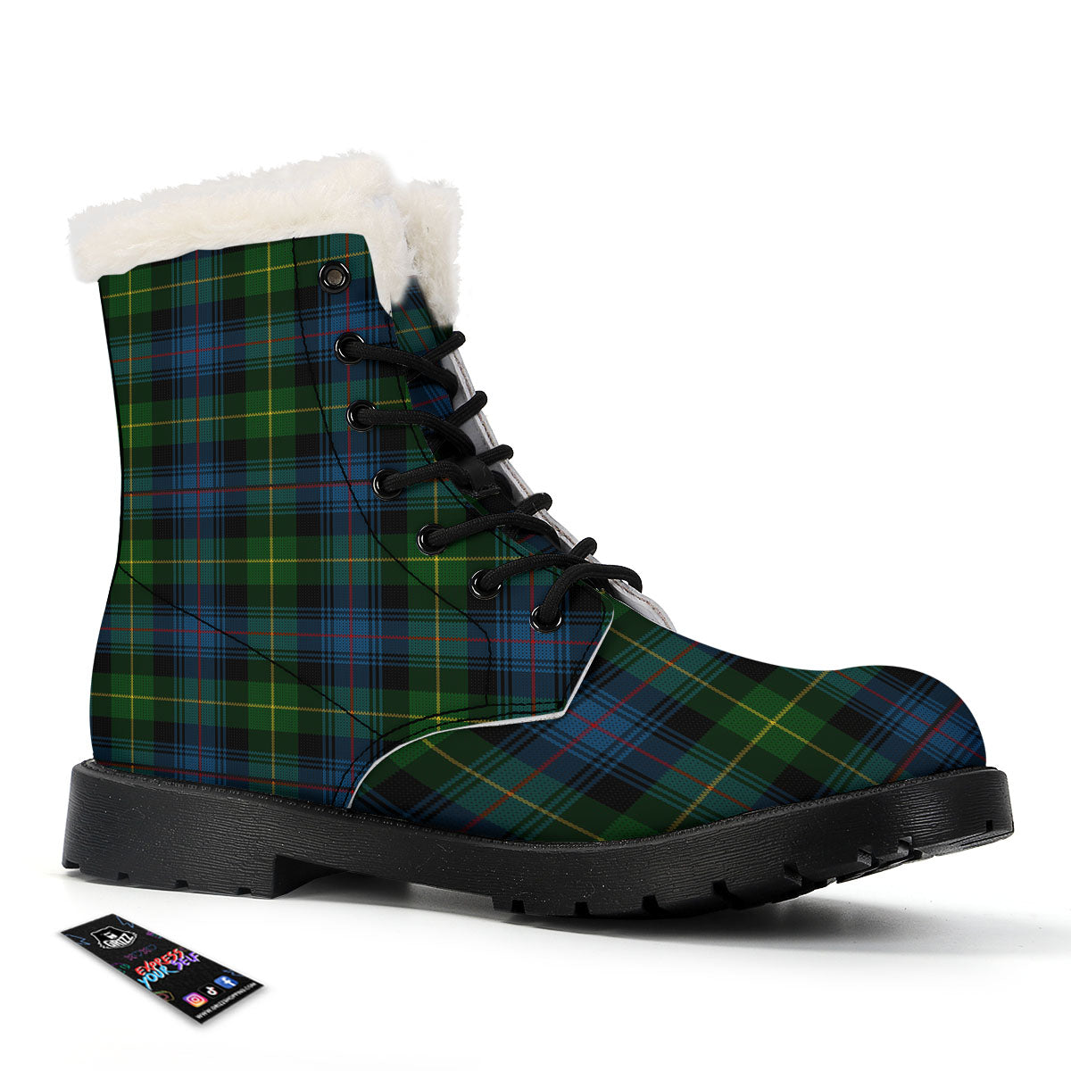 Plaid Scottish Knitted Print Winter Boots-grizzshop