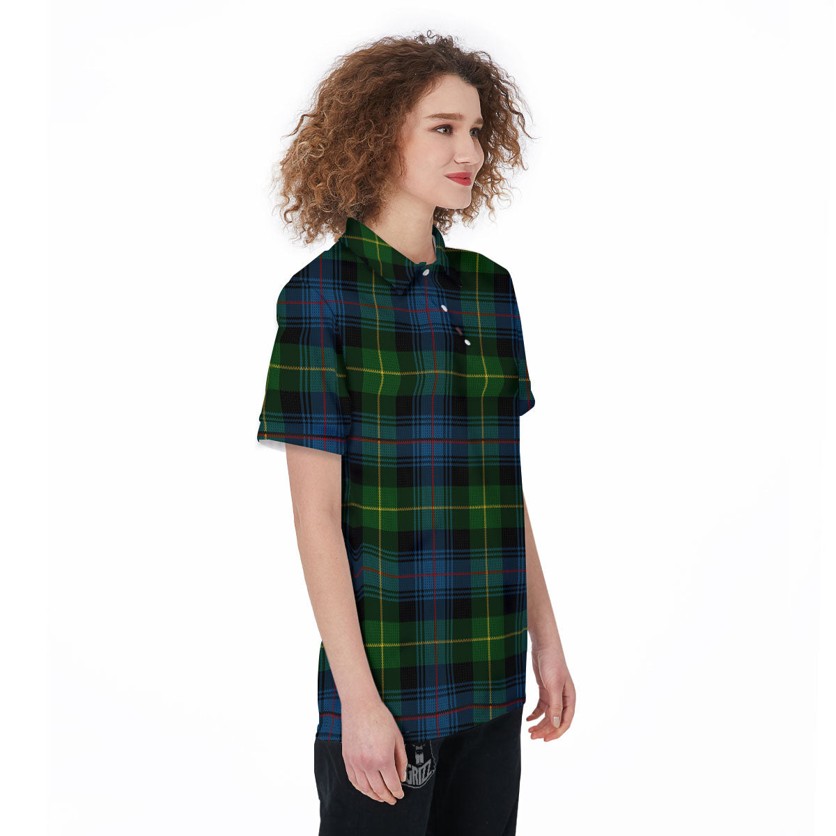 Plaid Scottish Knitted Print Women's Golf Shirts-grizzshop