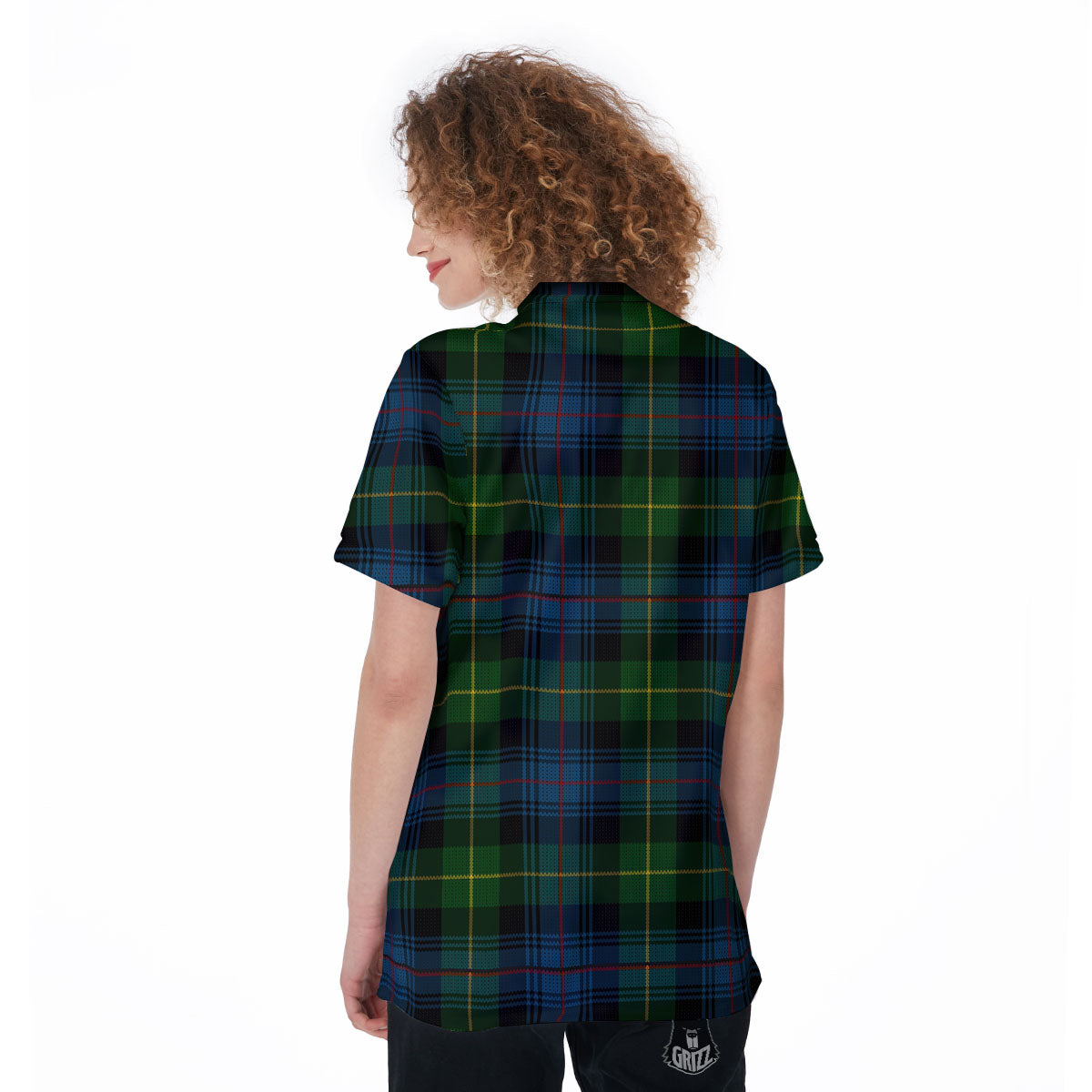 Plaid Scottish Knitted Print Women's Golf Shirts-grizzshop