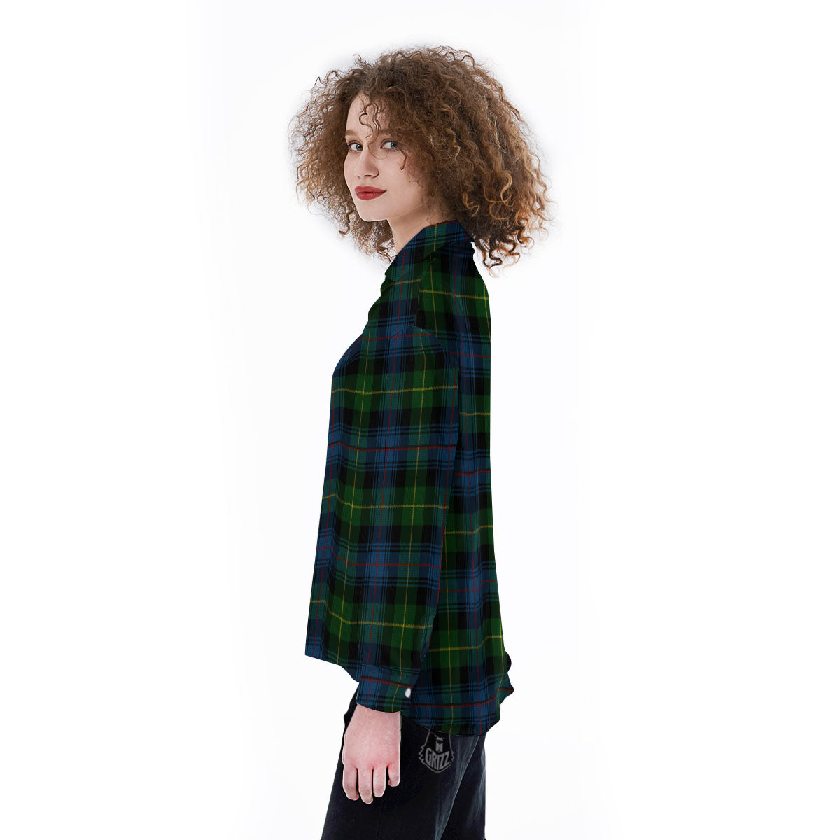 Plaid Scottish Knitted Print Women's Long Sleeve Shirts-grizzshop