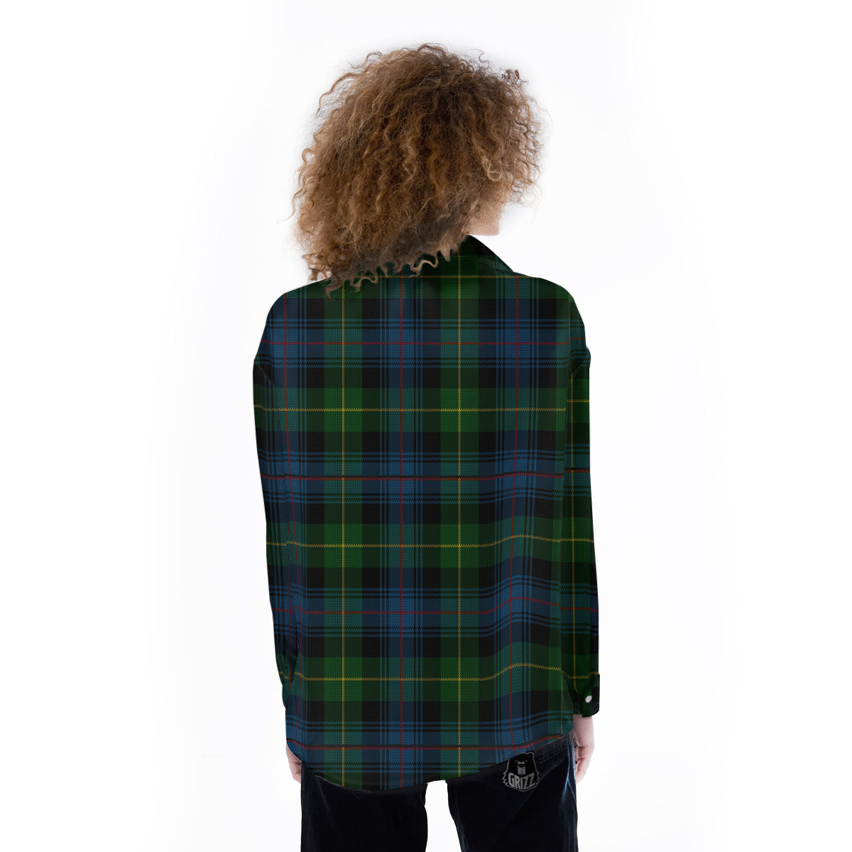 Plaid Scottish Knitted Print Women's Long Sleeve Shirts-grizzshop