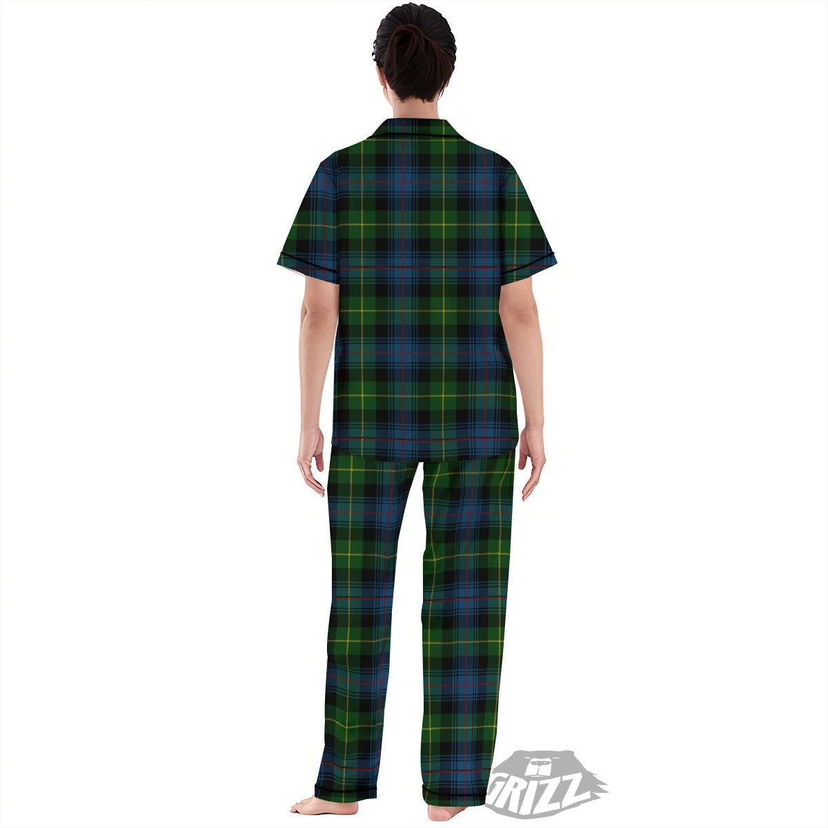 Plaid Scottish Knitted Print Women's Pajamas Set-grizzshop