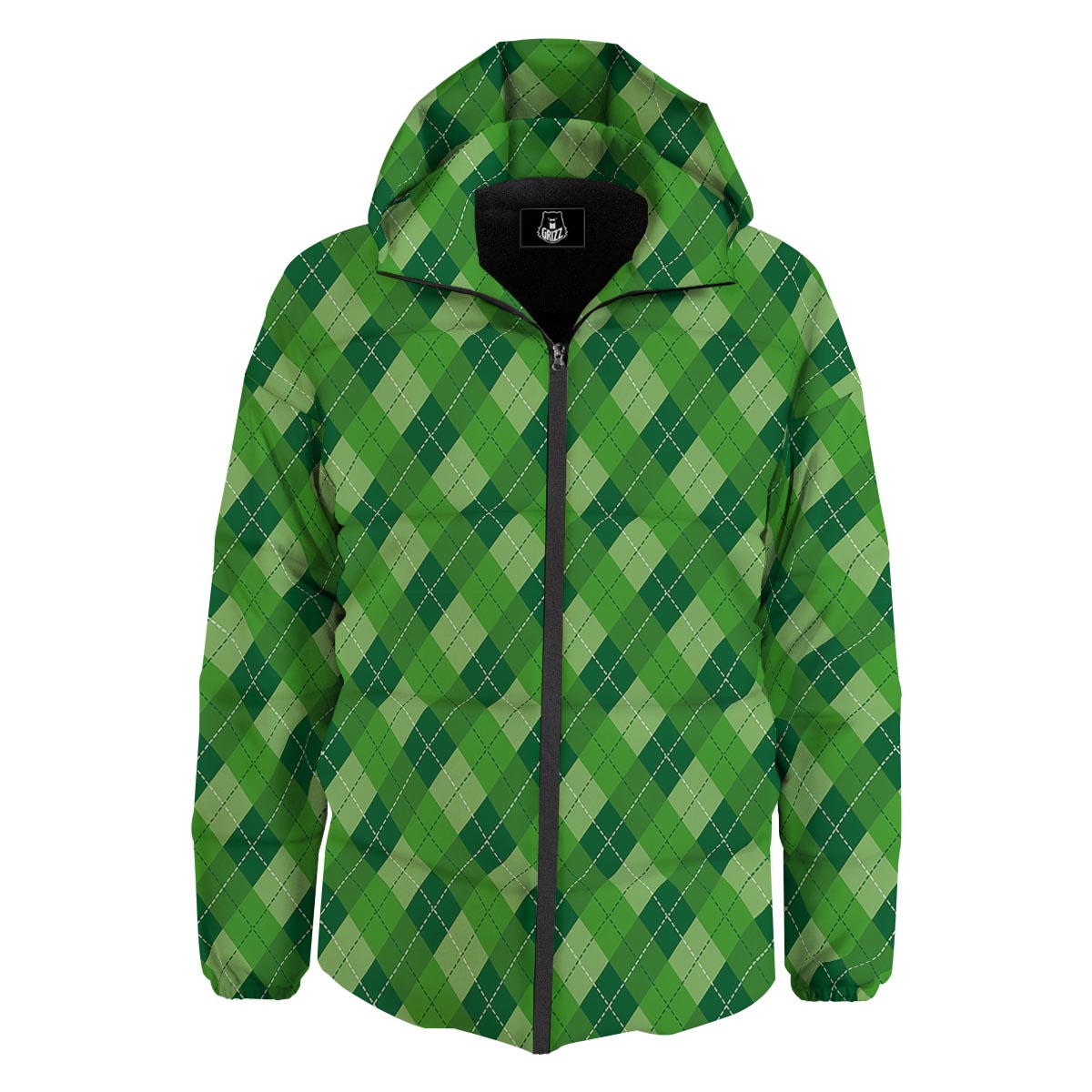 Plaid St. Patrick's Day Print Pattern Down Jacket-grizzshop