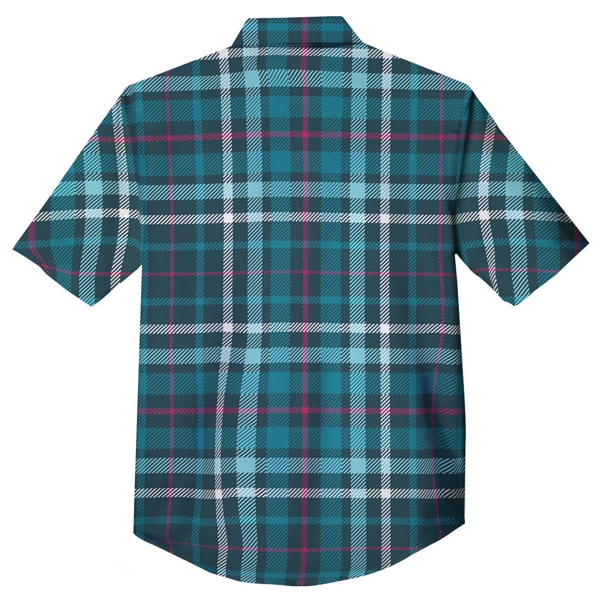 Plaid Teal Print Pattern Button Up Shirt-grizzshop