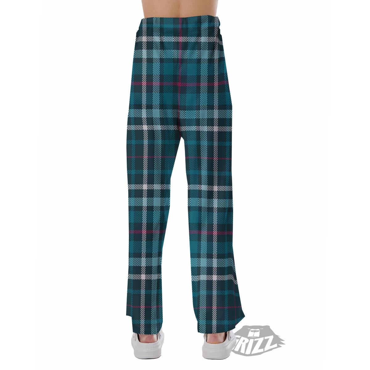 Plaid Teal Print Pattern Pajama Pants-grizzshop