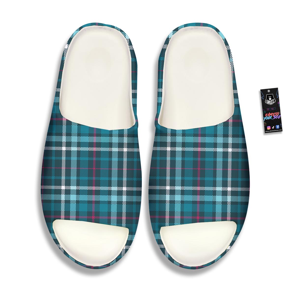 Plaid Teal Print Pattern Sandals-grizzshop