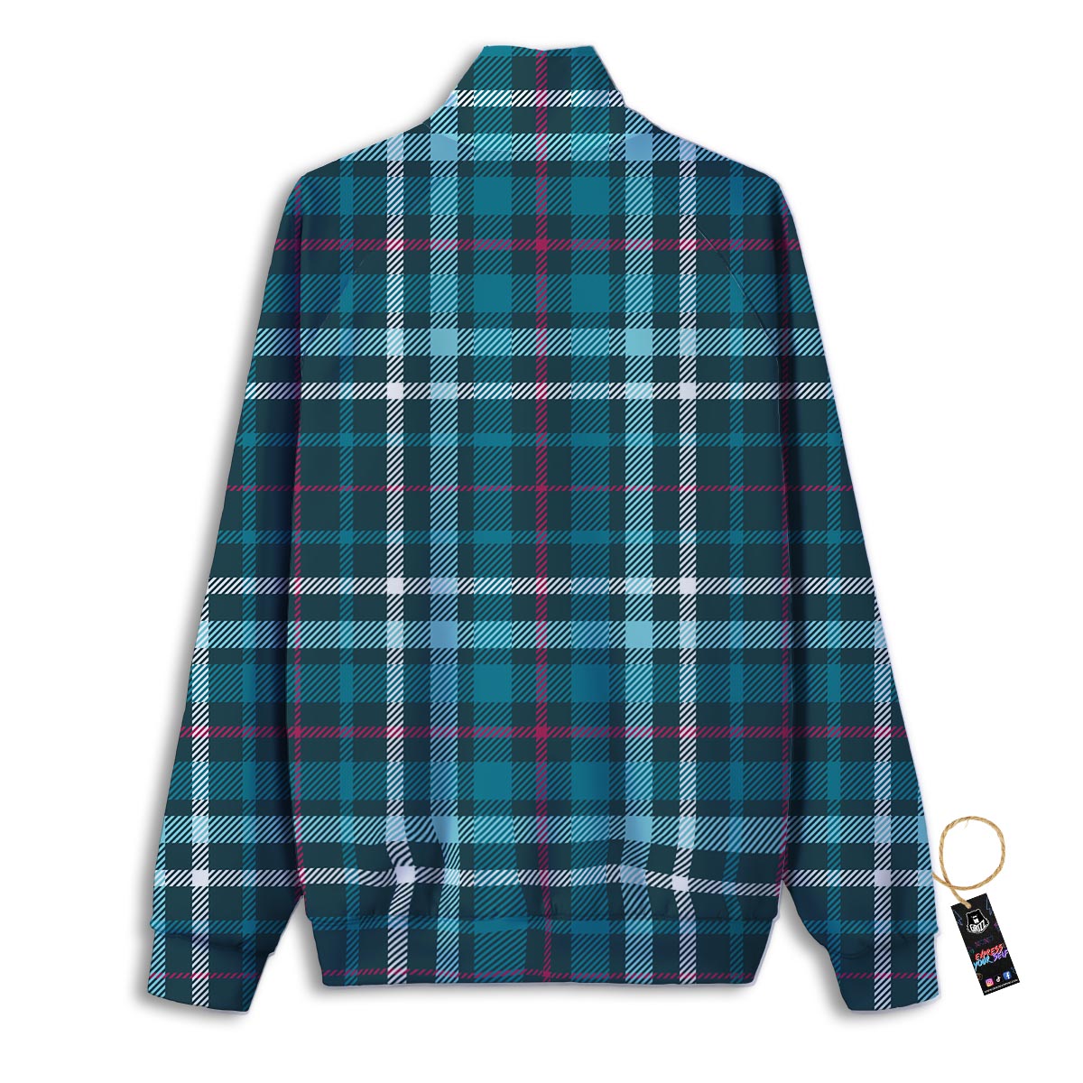 Plaid Teal Print Pattern Track Jacket-grizzshop