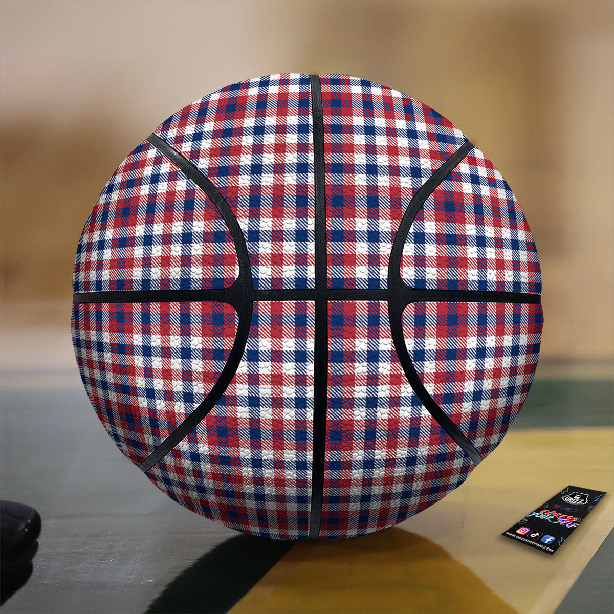 Plaid USA Patriotic Print Pattern Basketball