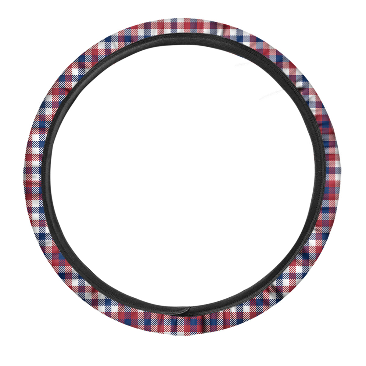 Plaid USA Patriotic Print Pattern Car Steering Wheel Cover-grizzshop