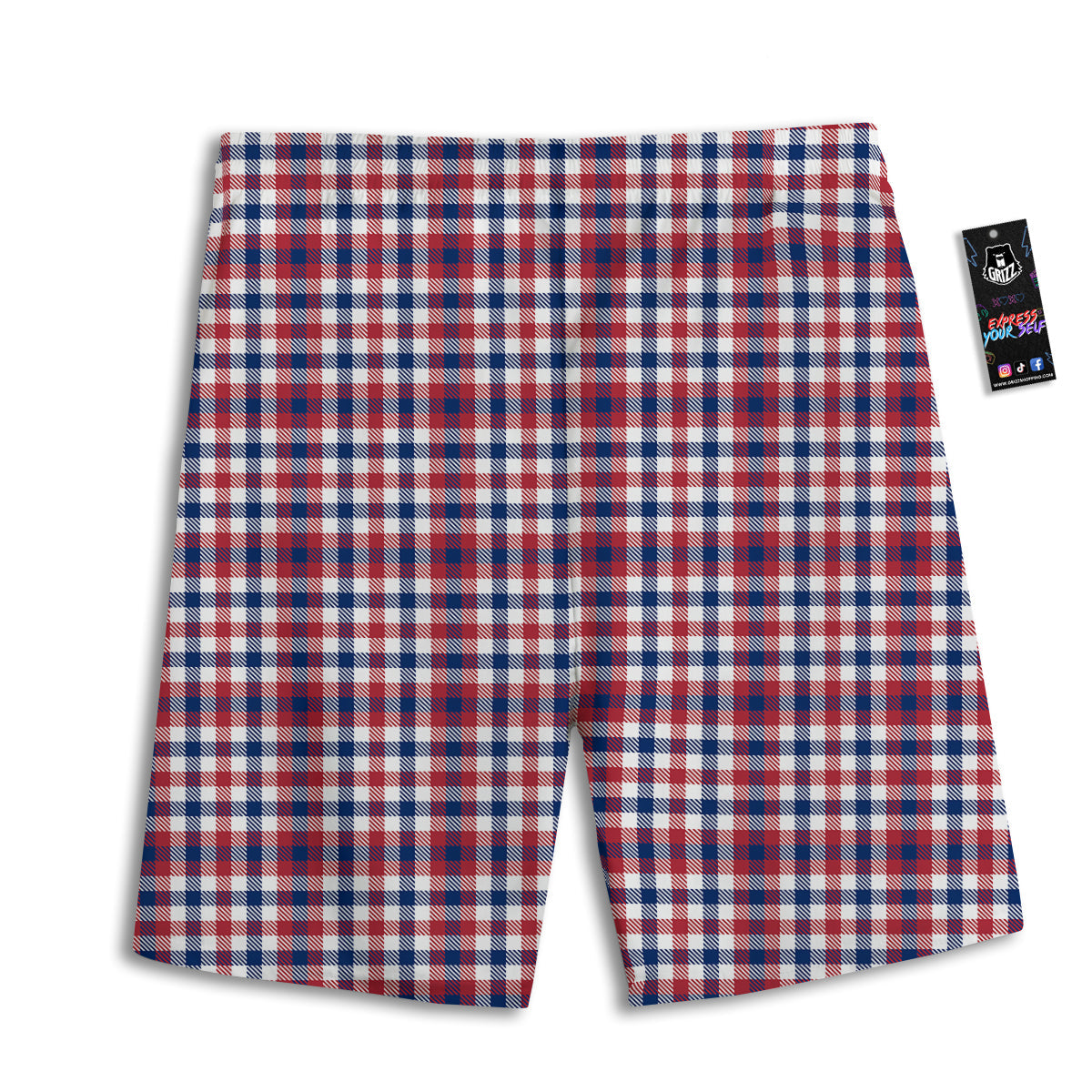 Plaid USA Patriotic Print Pattern Men's Athletic Shorts