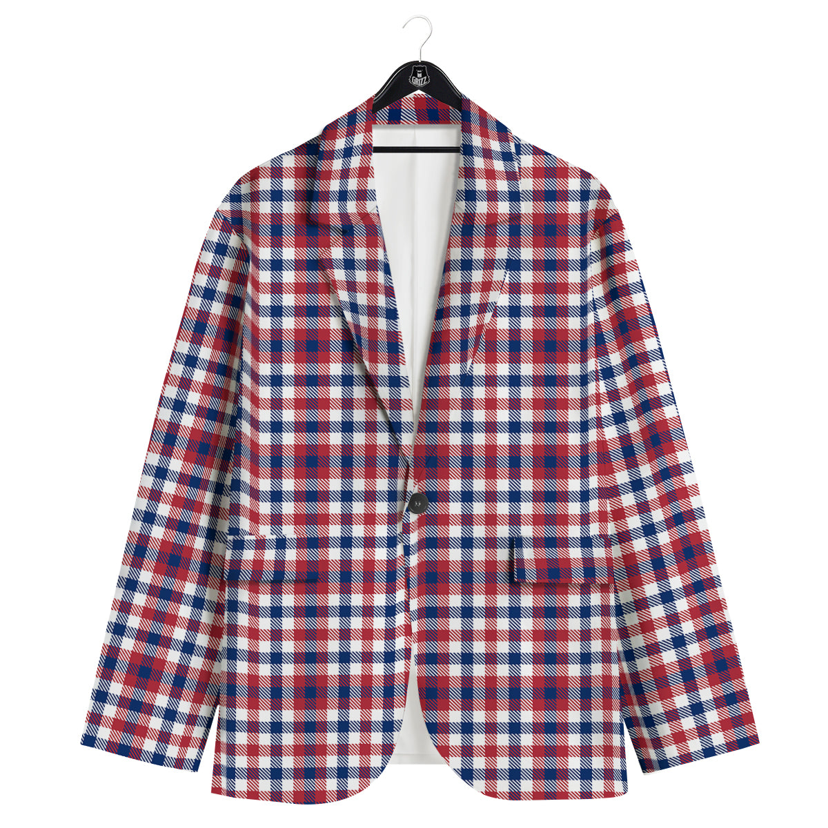 Plaid USA Patriotic Print Pattern Men's Sport Coat-grizzshop