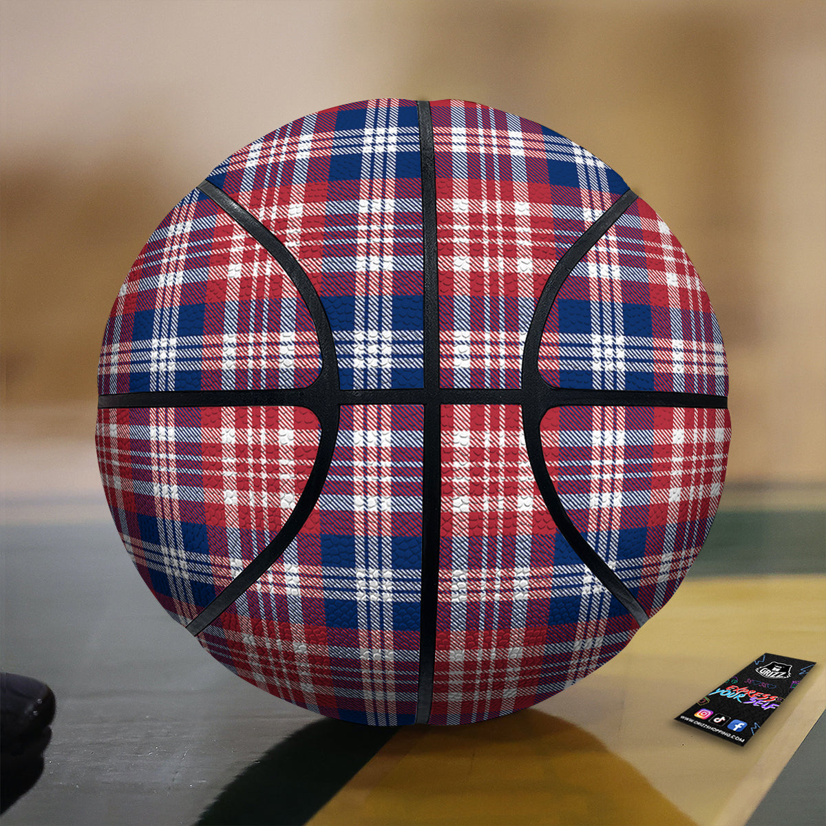 Plaid USA Print Pattern Basketball