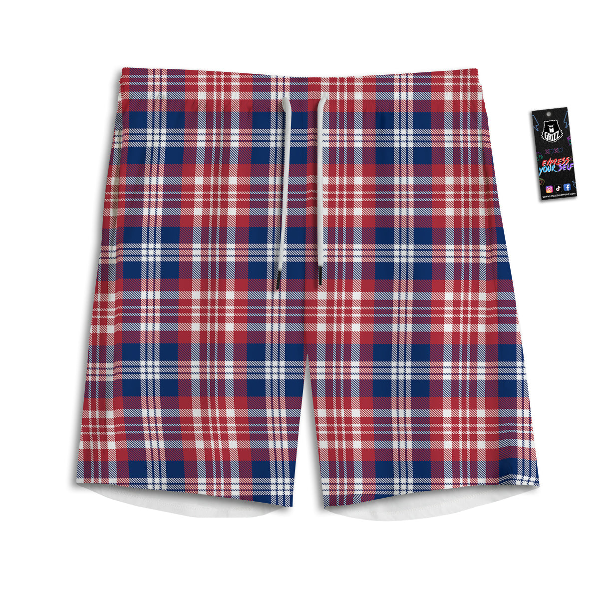 Plaid USA Print Pattern Men's Athletic Shorts