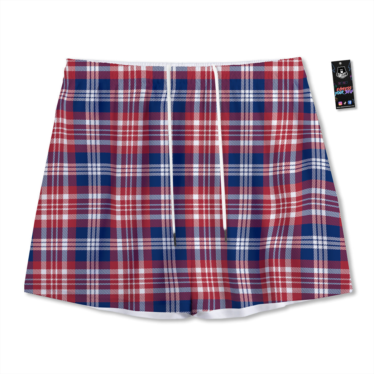 Plaid USA Print Pattern Mesh Shorts