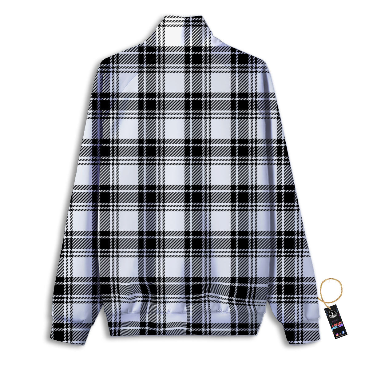 Plaid White And Black Print Pattern Track Jacket-grizzshop