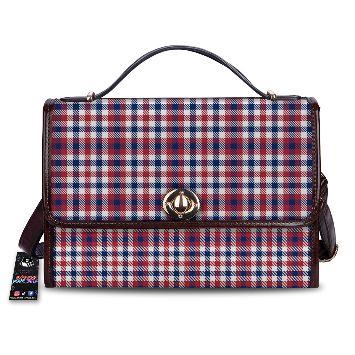 Plaid USA Patriotic Print Pattern Women's Satchel Bag