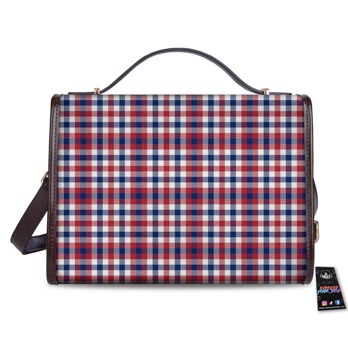 Plaid USA Patriotic Print Pattern Women's Satchel Bag