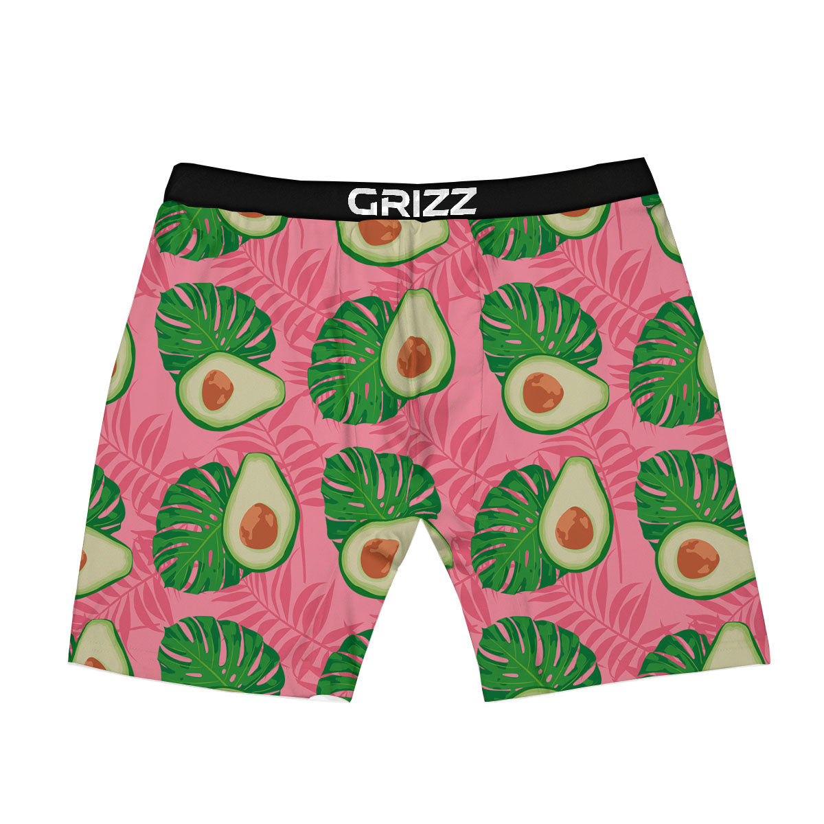 Plam Leaf And Avocado Pink Print Pattern Boxer Briefs-grizzshop