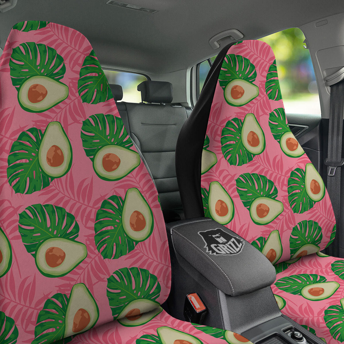 Plam Leaf And Avocado Pink Print Pattern Car Seat Covers-grizzshop