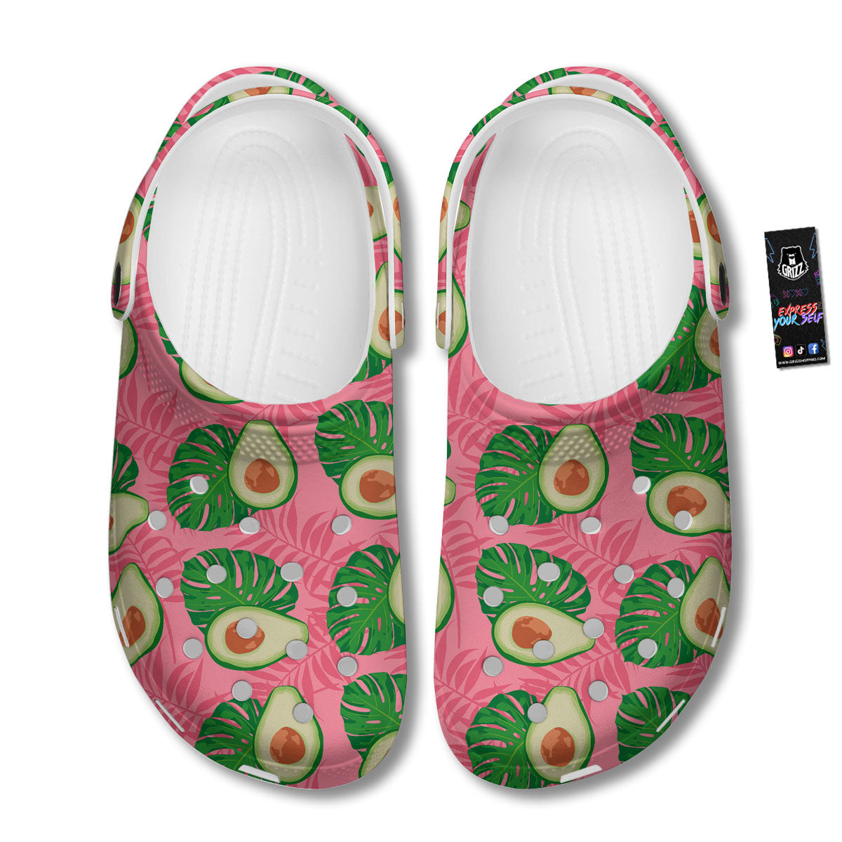 Plam Leaf And Avocado Pink Print Pattern Clog-grizzshop
