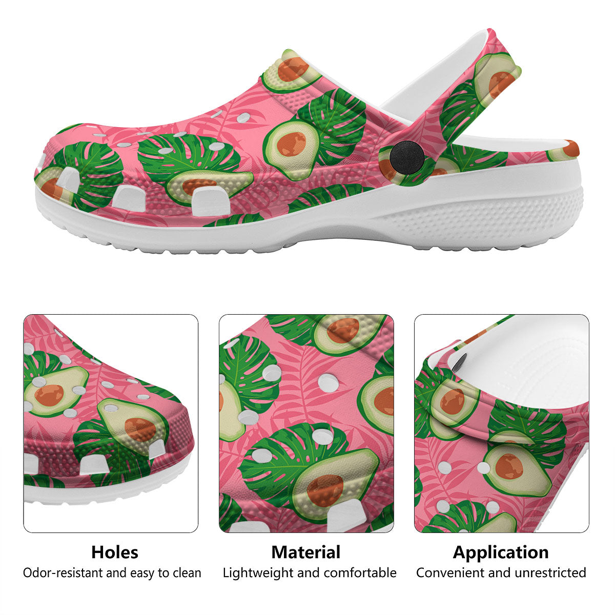 Plam Leaf And Avocado Pink Print Pattern Clog-grizzshop