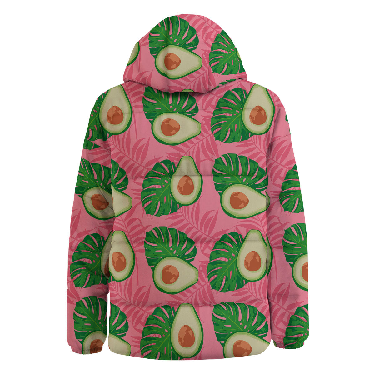 Plam Leaf And Avocado Pink Print Pattern Down Jacket-grizzshop