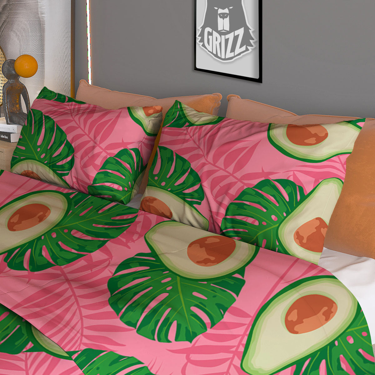 Pineapple Striped Yellow Print Pattern Duvet Cover Bedding Set