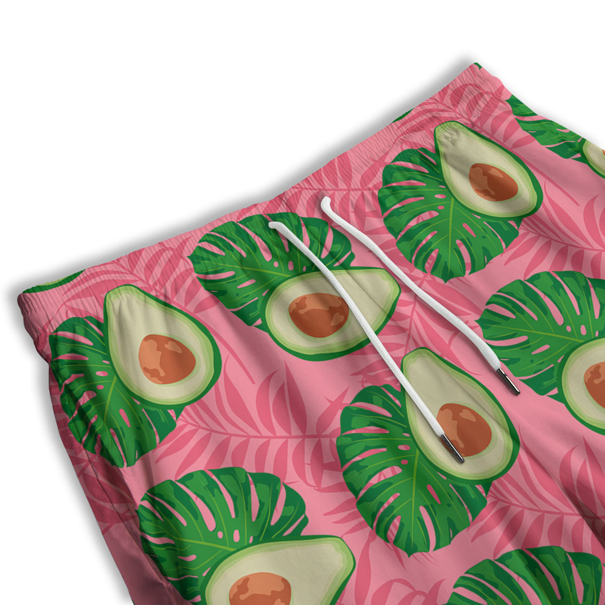Plam Leaf And Avocado Pink Print Pattern Men's Athletic Shorts