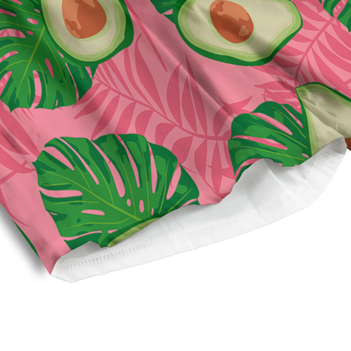 Plam Leaf And Avocado Pink Print Pattern Men's Athletic Shorts