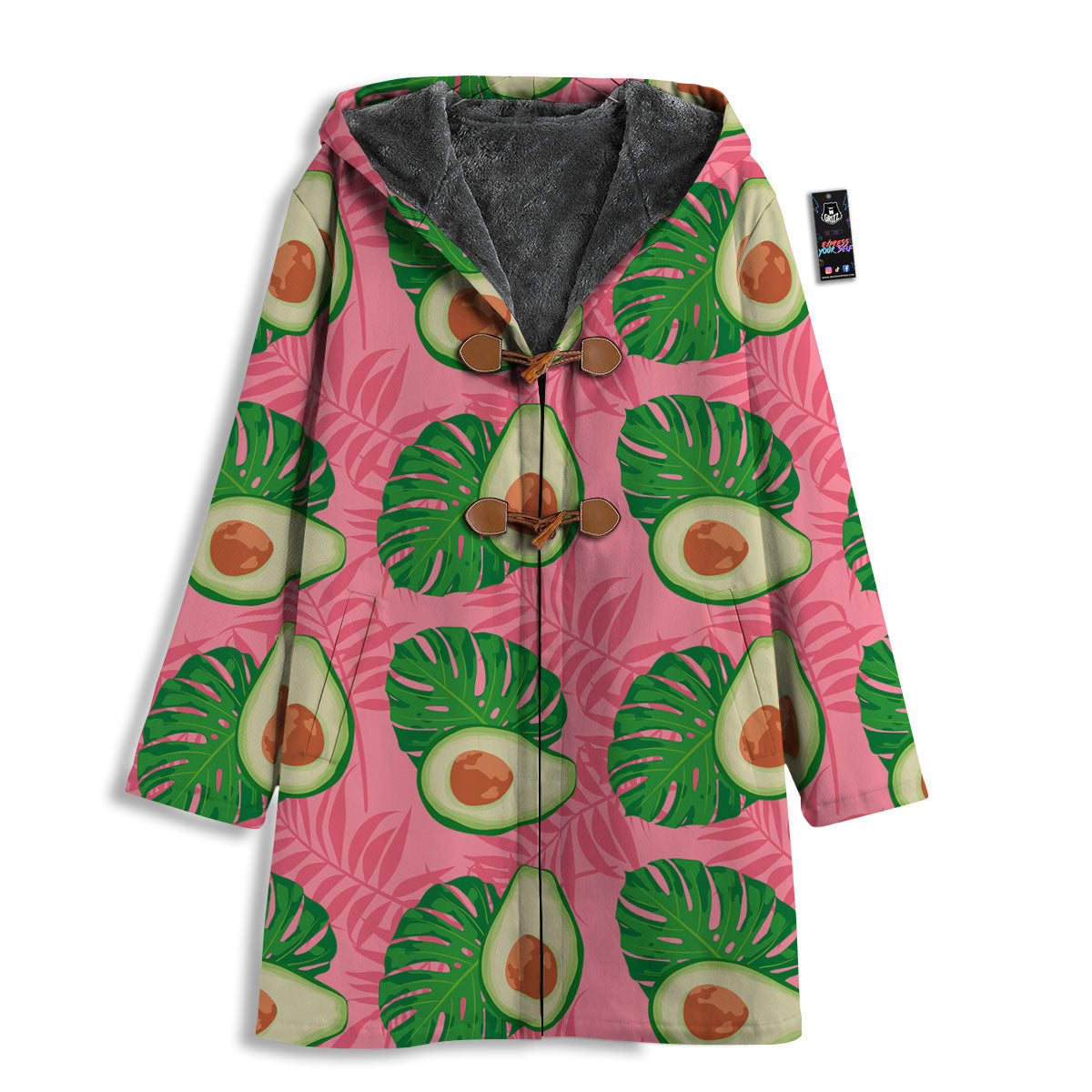 Plam Leaf And Avocado Pink Print Pattern Men's Windbreaker Jacket-grizzshop