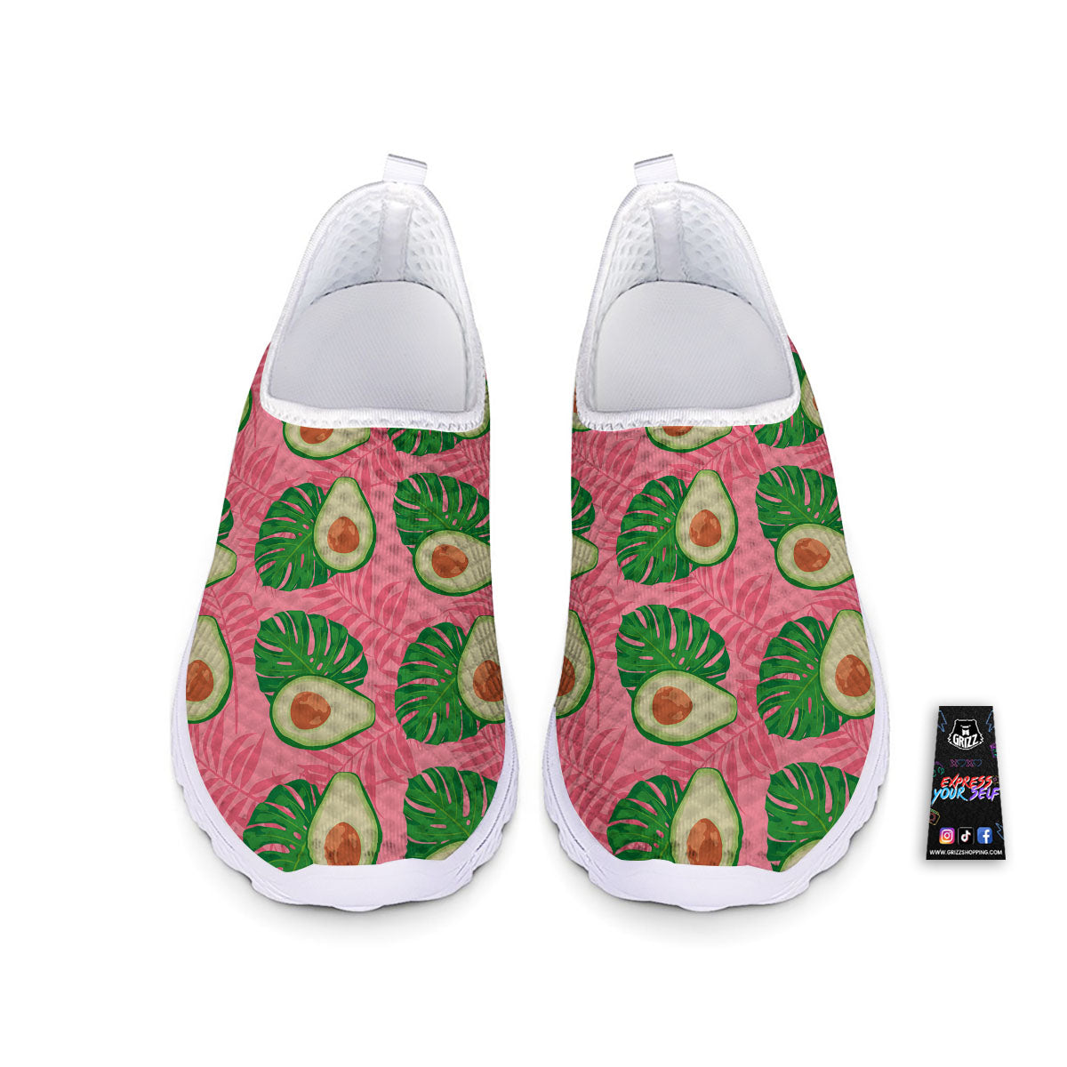 Plam Leaf And Avocado Pink Print Pattern Nurse Shoes-grizzshop