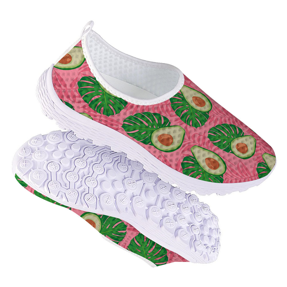 Plam Leaf And Avocado Pink Print Pattern Nurse Shoes-grizzshop