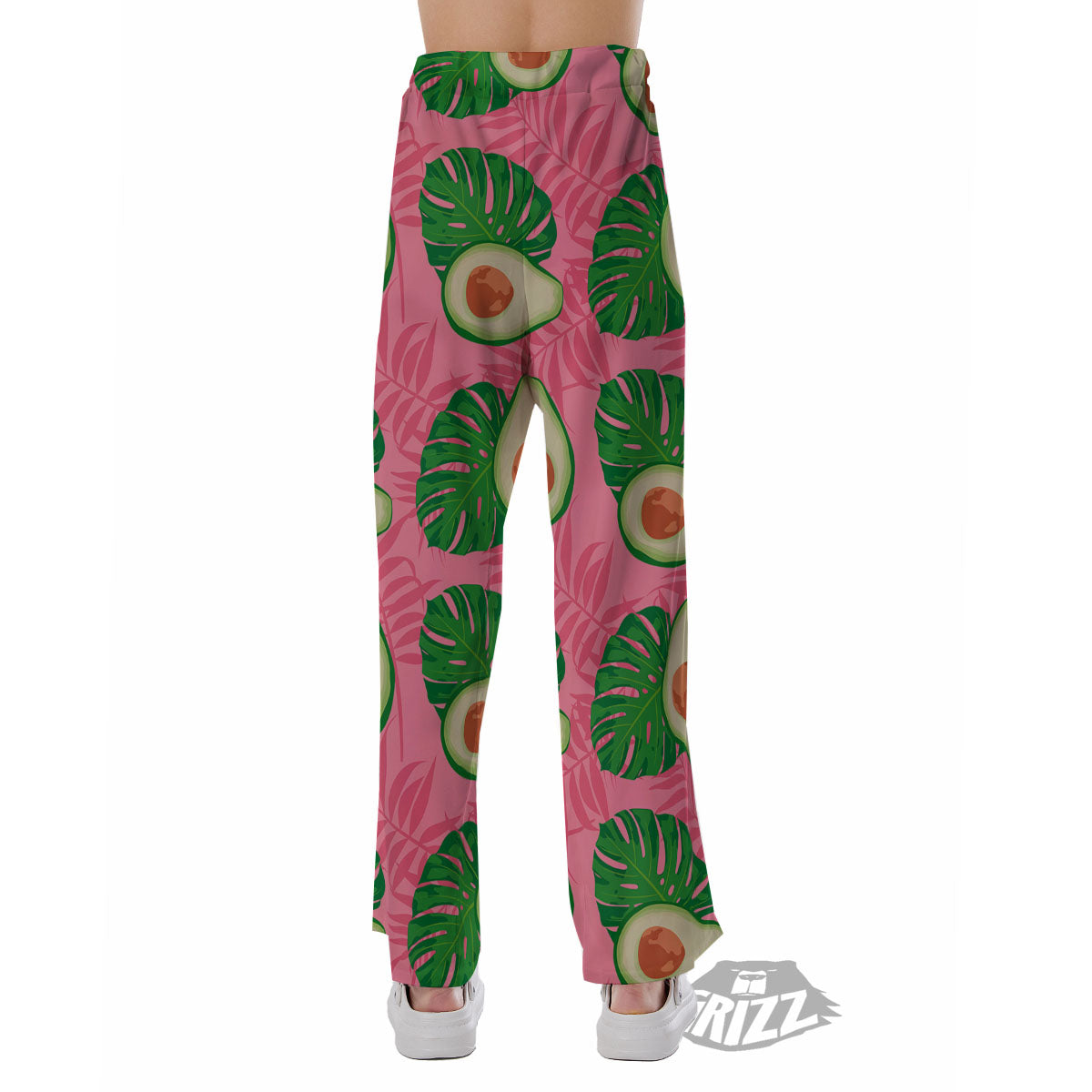 Plam Leaf And Avocado Pink Print Pattern Pajama Pants-grizzshop