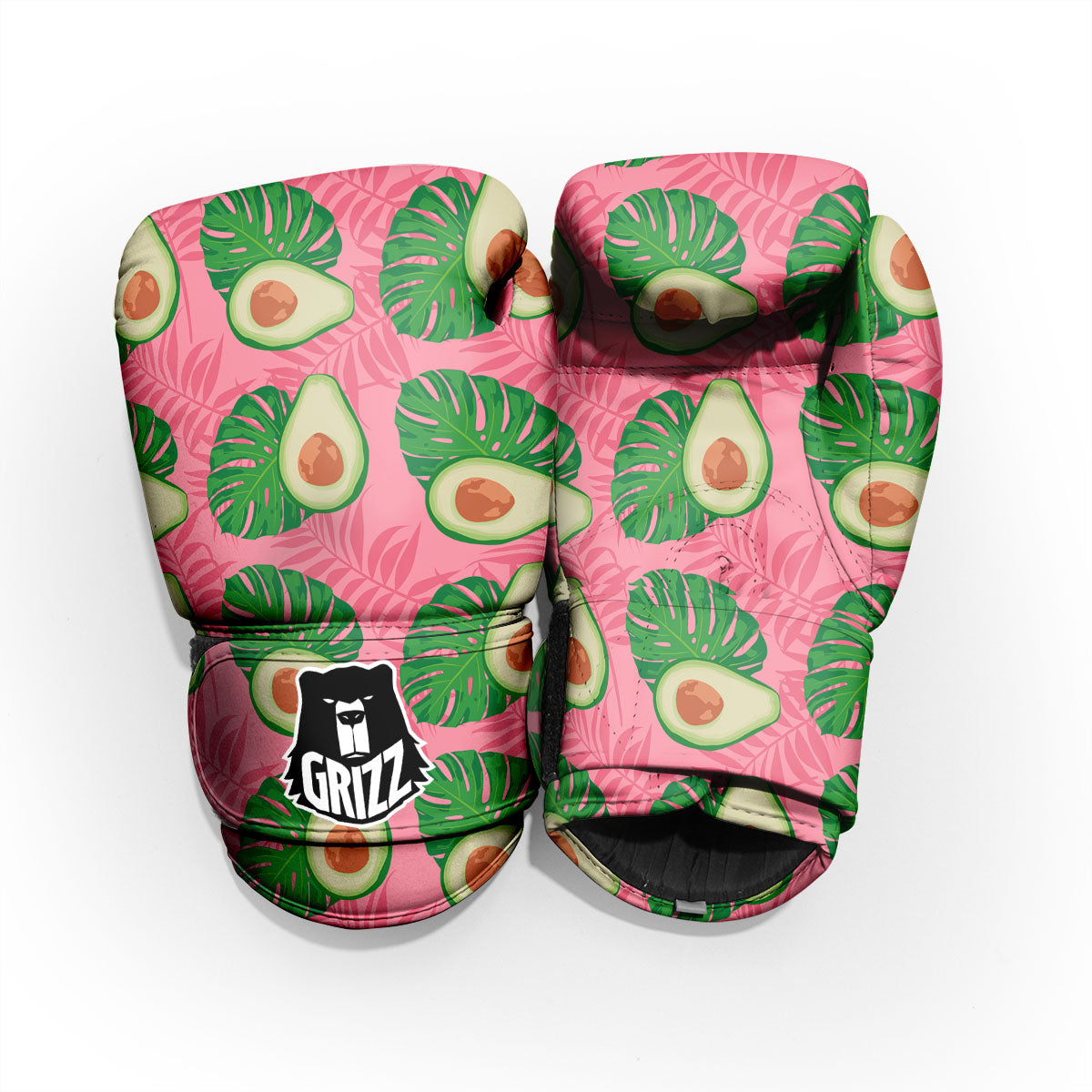 Plam Leaf And Avocado Pink Print Pattern Pro Boxing Glove