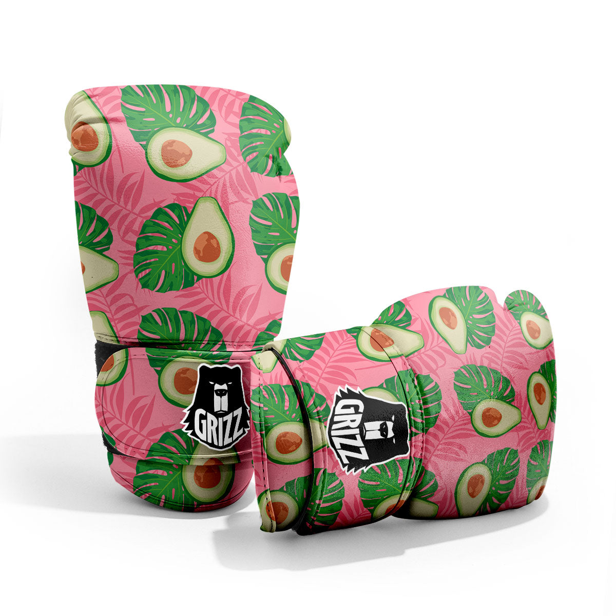 Plam Leaf And Avocado Pink Print Pattern Pro Boxing Glove