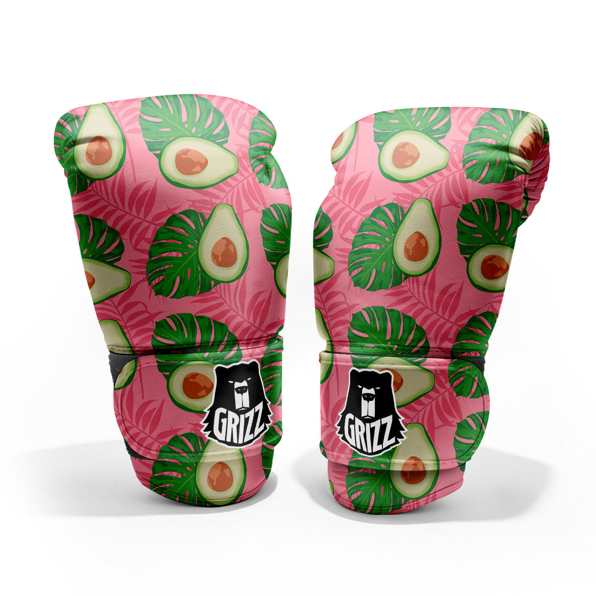 Plam Leaf And Avocado Pink Print Pattern Pro Boxing Glove