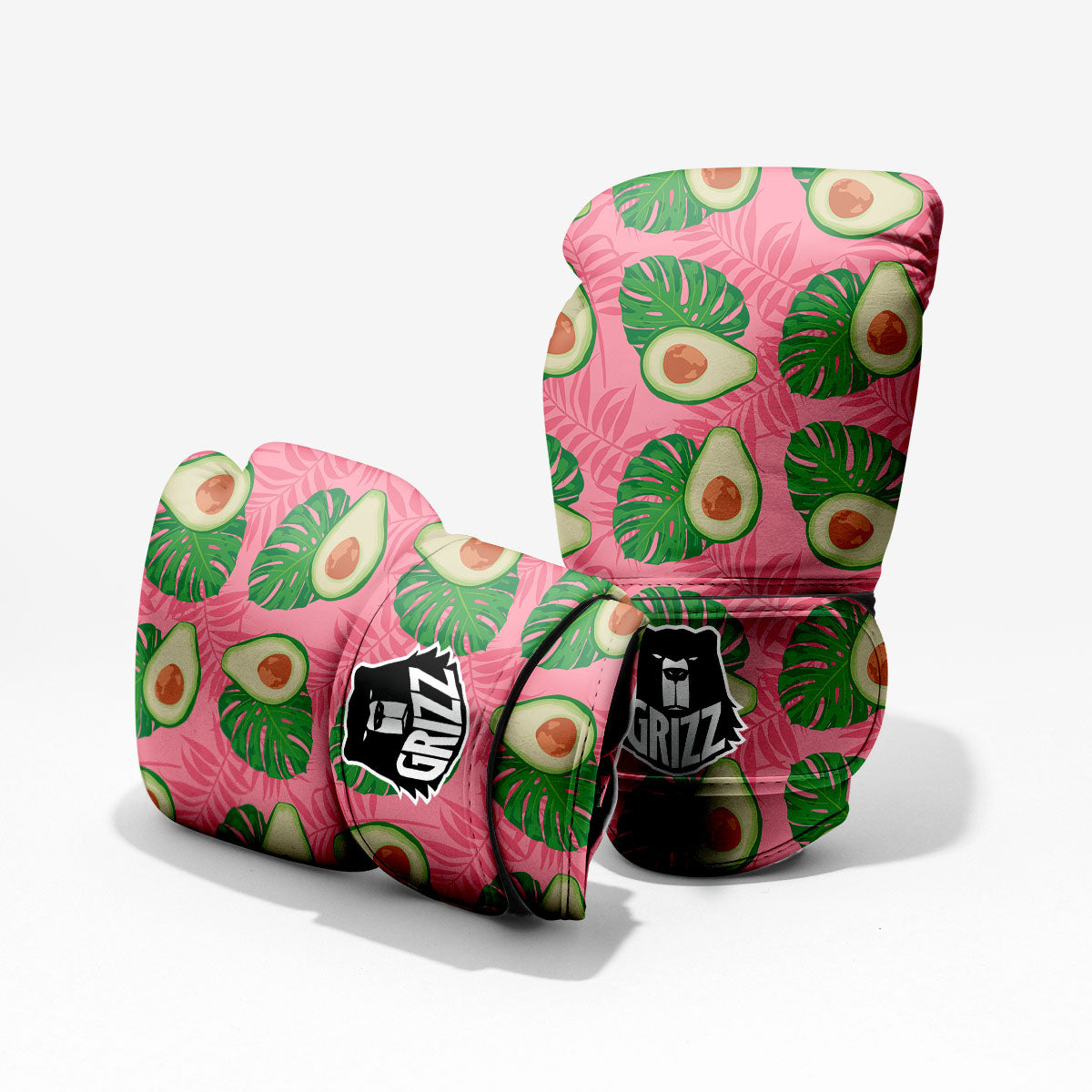 Plam Leaf And Avocado Pink Print Pattern Pro Boxing Glove
