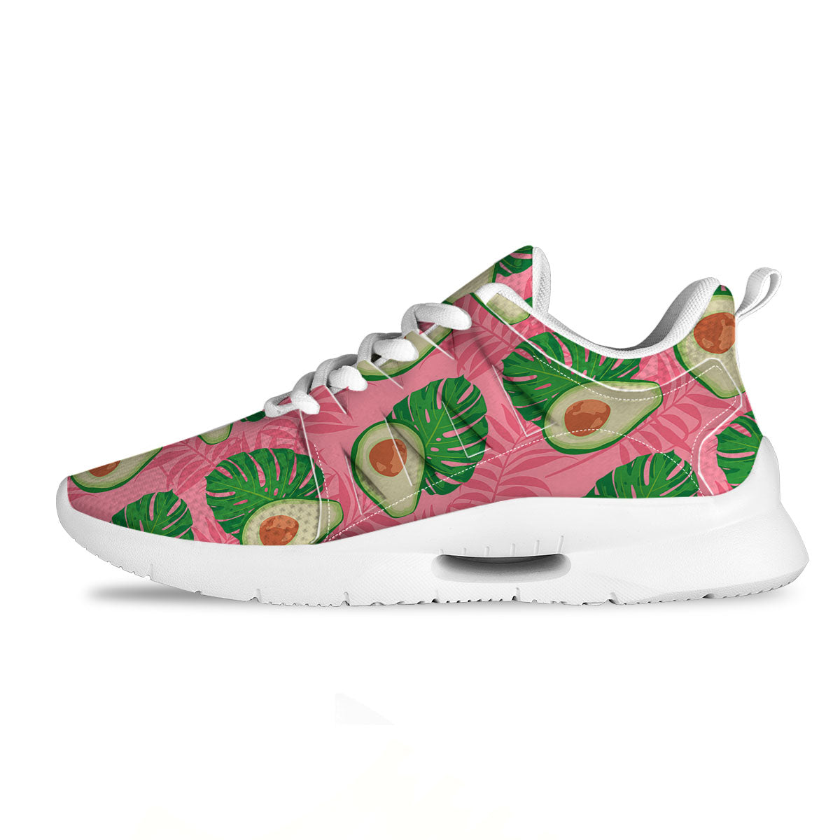 Plam Leaf And Avocado Pink Print Pattern Tennis Shoes-grizzshop