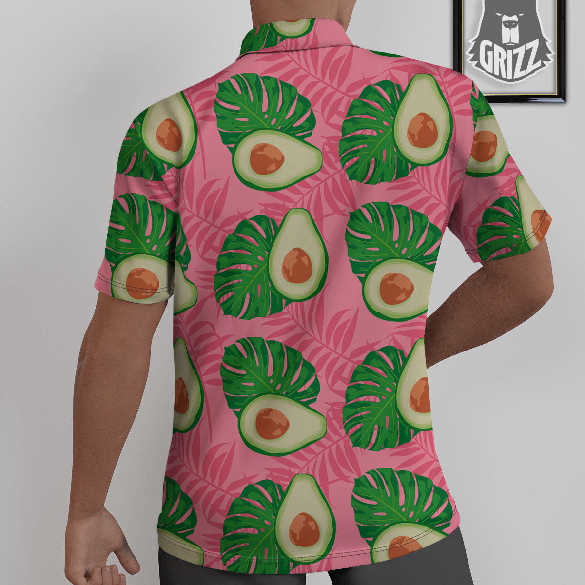 Plam Leaf And Avocado Pink Print Pattern Untucked Shirts-grizzshop