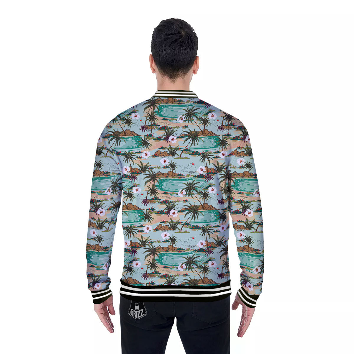 Plam Tree Beach Summer Print Pattern Baseball Jacket-grizzshop