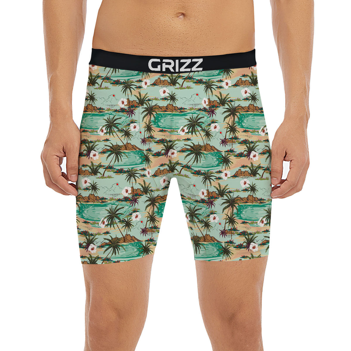 Plam Tree Beach Summer Print Pattern Boxer Briefs-grizzshop