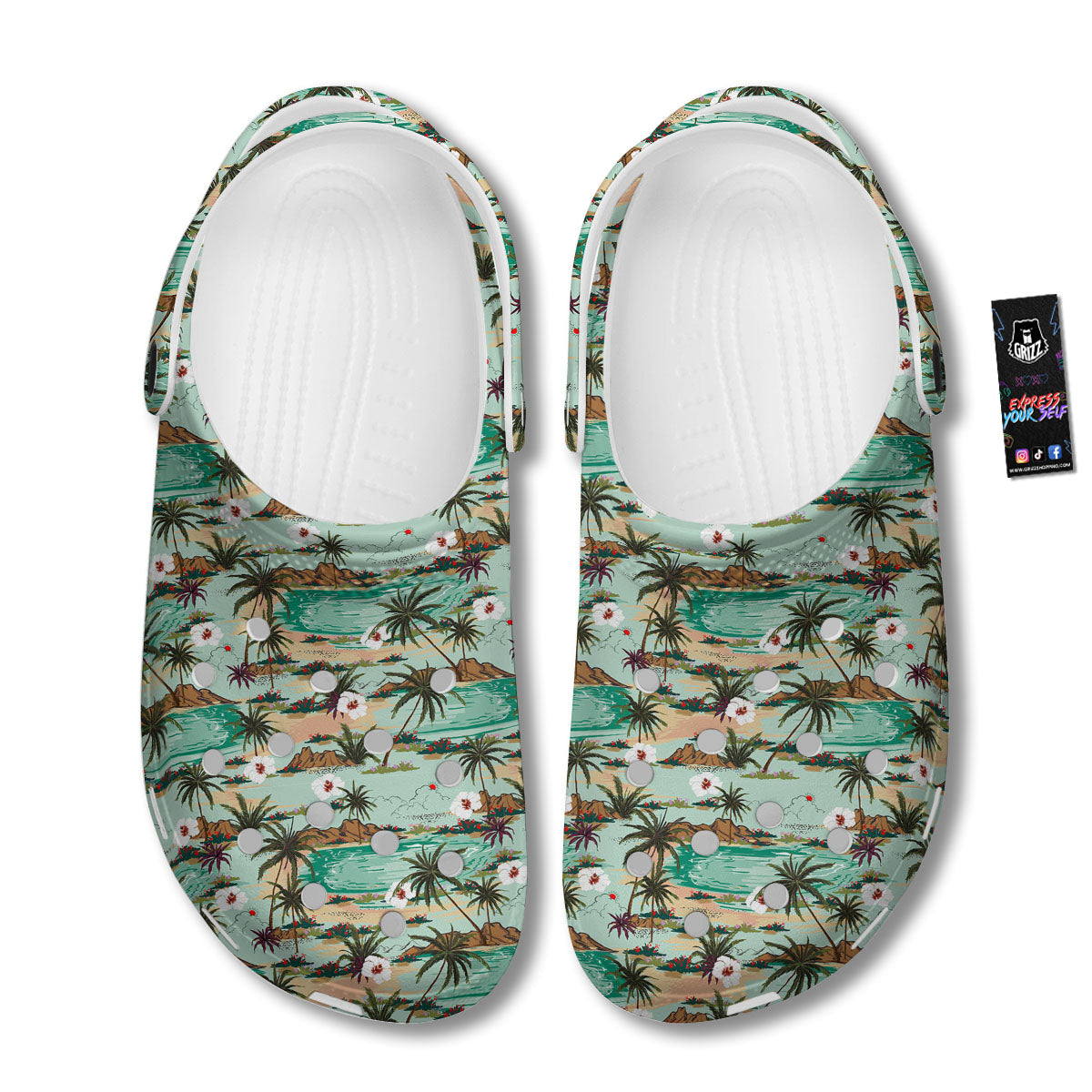 Plam Tree Beach Summer Print Pattern Clog-grizzshop