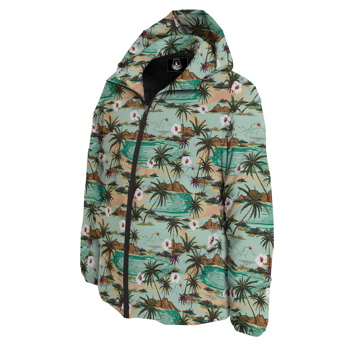 Plam Tree Beach Summer Print Pattern Down Jacket-grizzshop