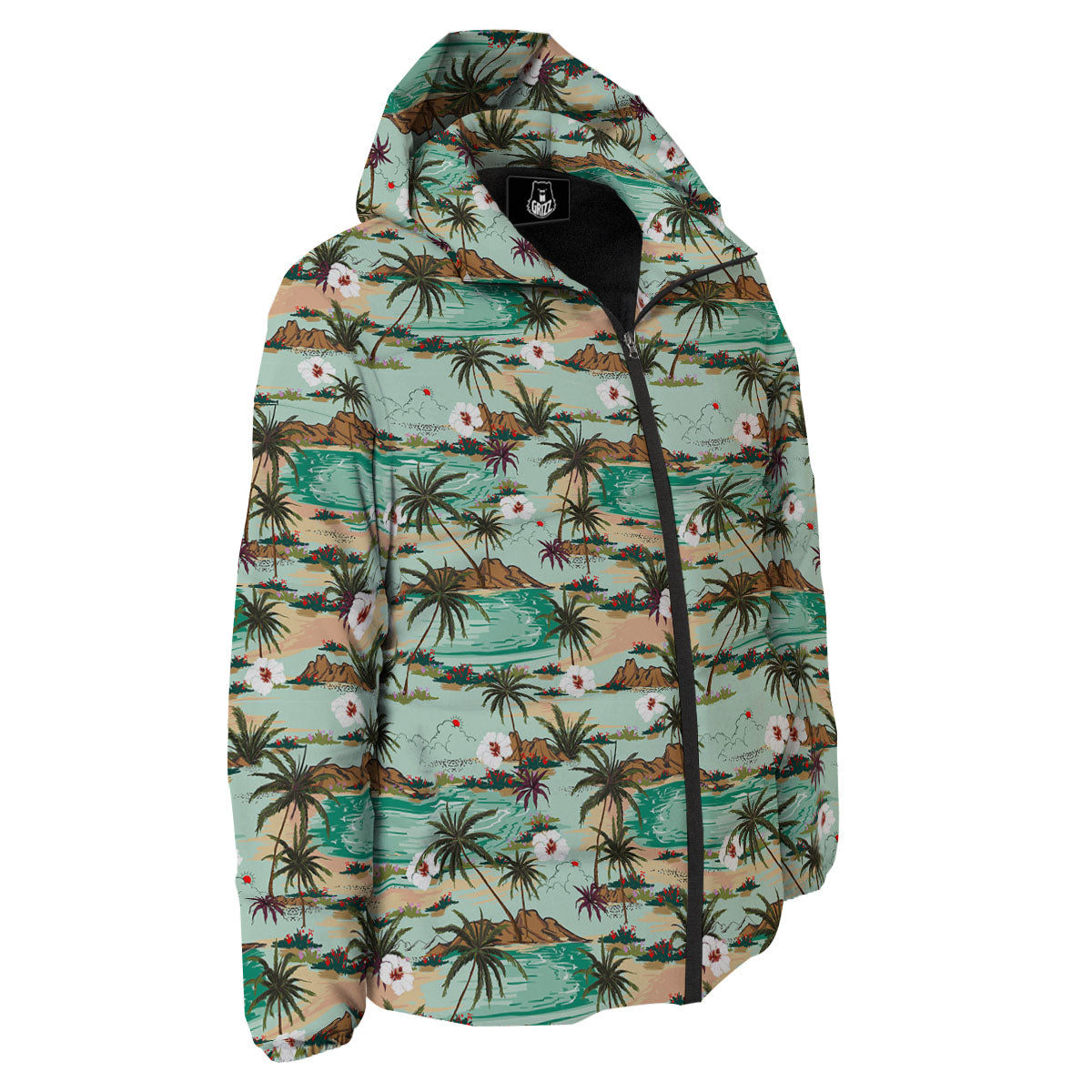 Plam Tree Beach Summer Print Pattern Down Jacket-grizzshop