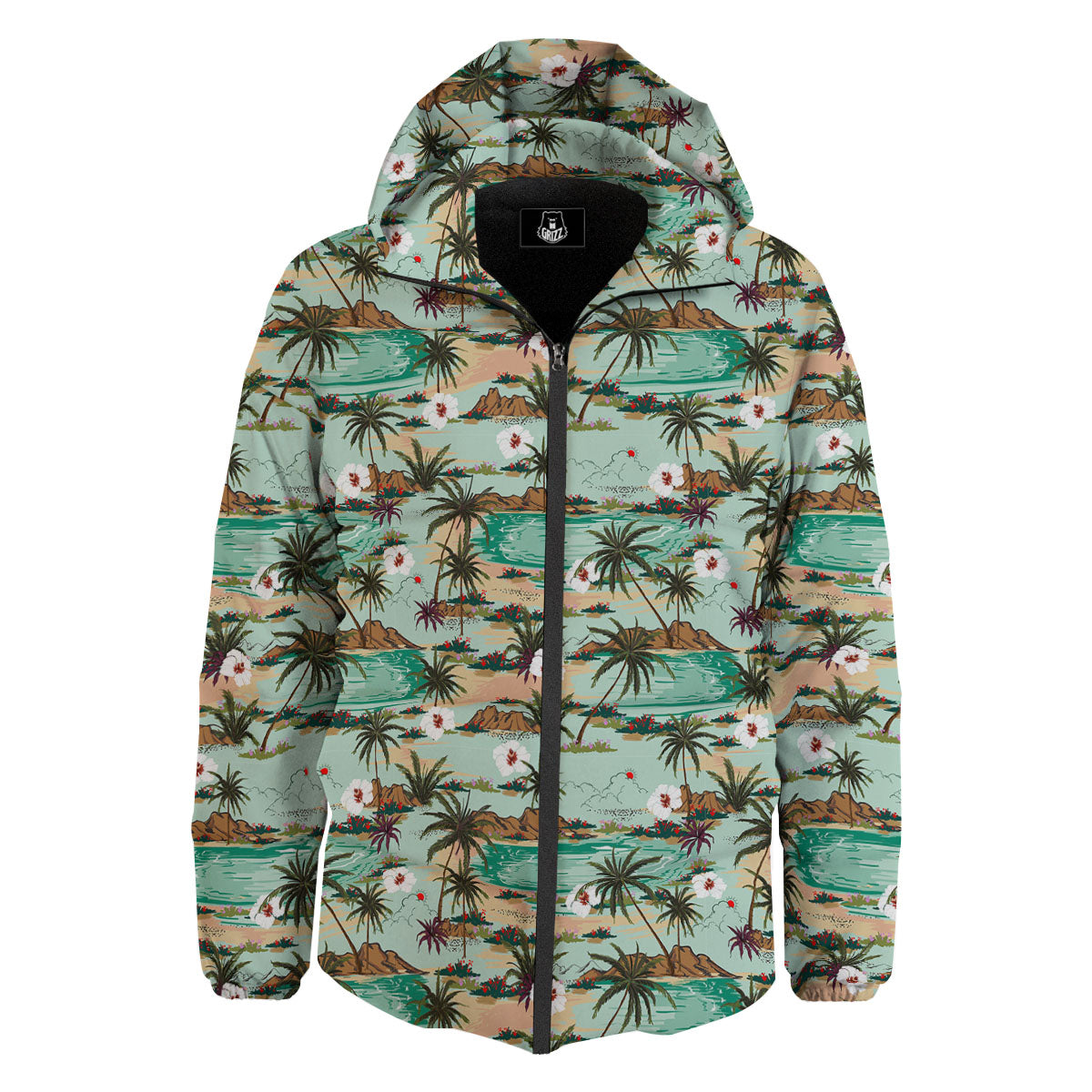 Plam Tree Beach Summer Print Pattern Down Jacket-grizzshop