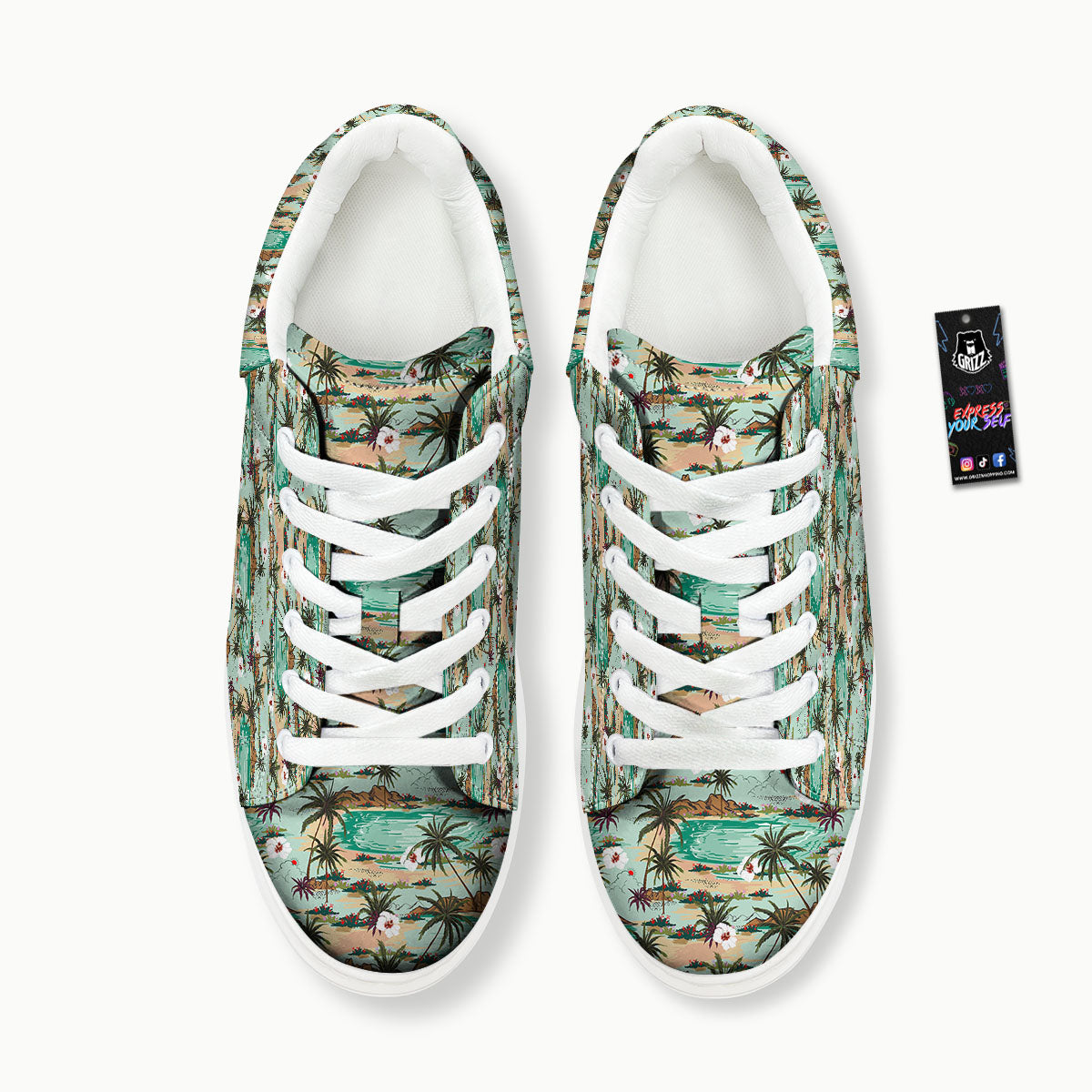 Plam Tree Beach Summer Print Pattern Platform Shoes-grizzshop