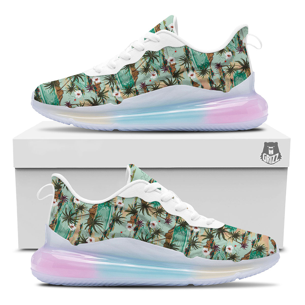 Plam Tree Beach Summer Print Pattern Running Sneakers-grizzshop